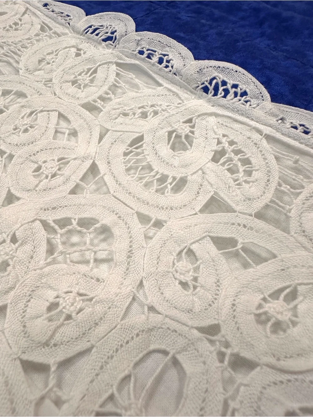VTG Battenburg Lace Pillow Sham Cotton White 17x17 French Country Cottagecore